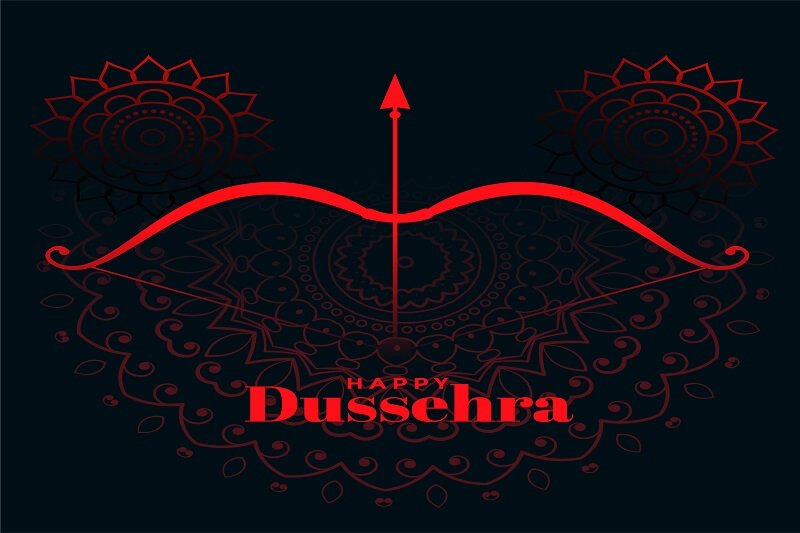 Happy dussehra decorative festival wishes card design