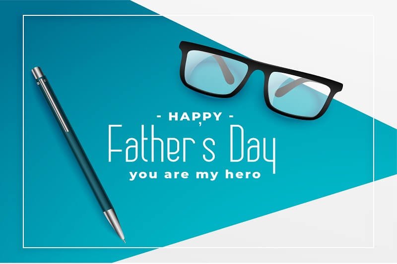 Happy fathers day background with eye glasses and pen