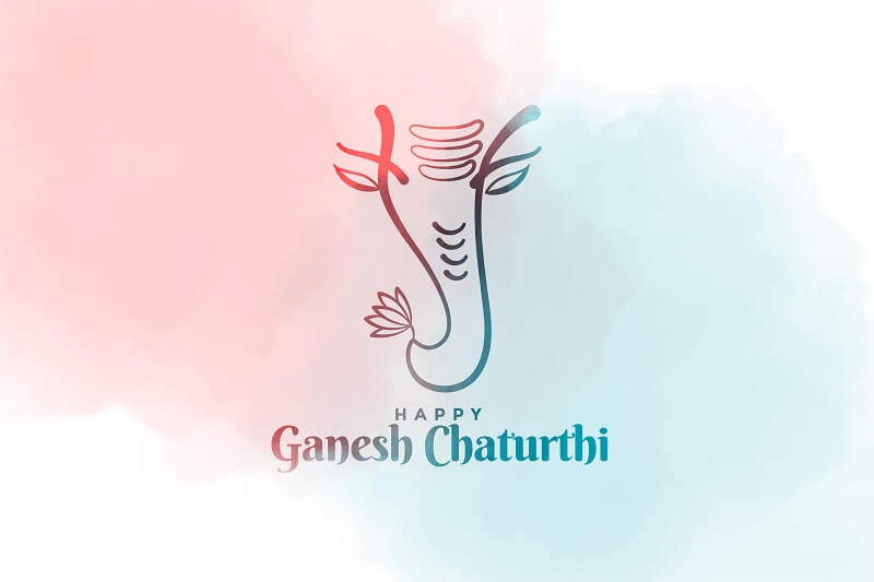 Happy ganesh chaturthi greeting card in watercolor style
