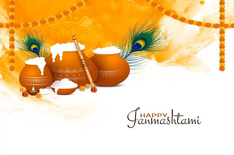 Happy janmashtami festival beautiful greeting background