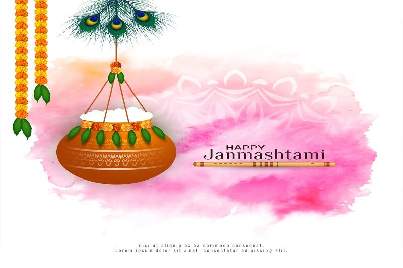 Happy janmashtami indian festival elegant greeting card