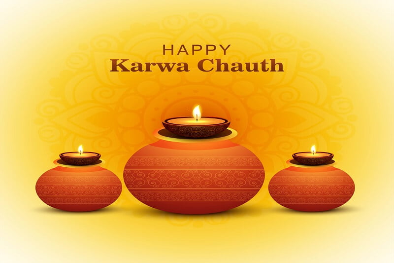Happy karwa chauth festival card celebration design
