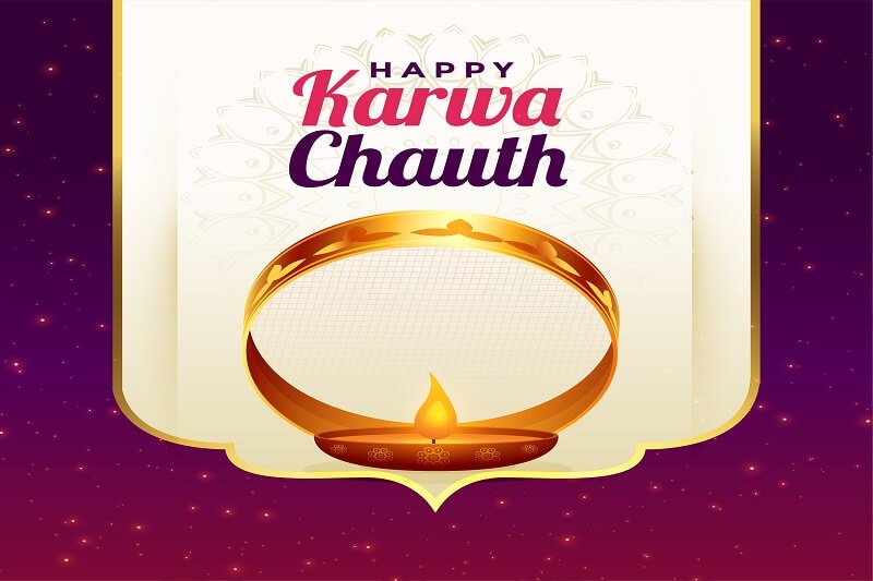Happy karwa chauth festival card greeting celebration background