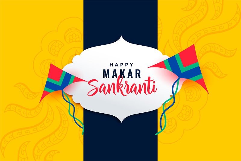 Happy makar sankranti festival background with flying kites