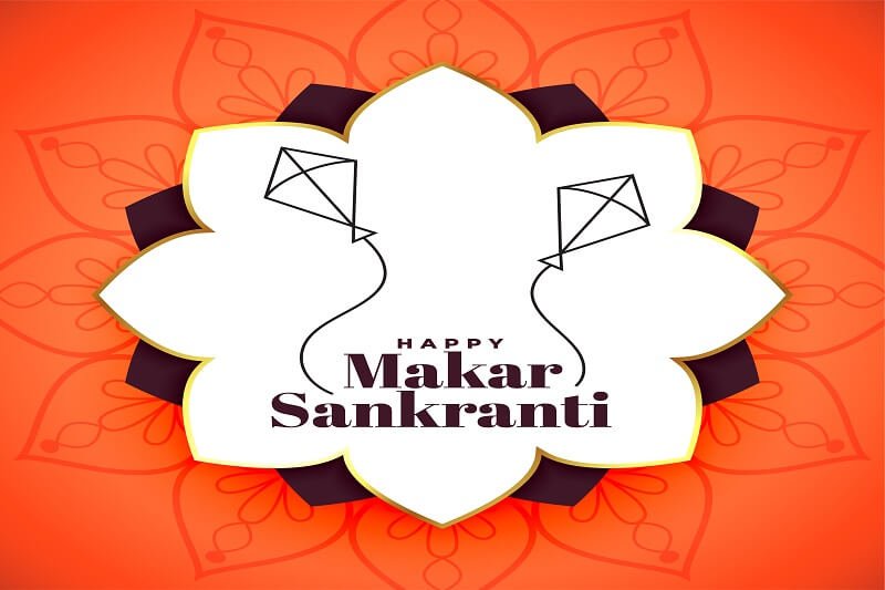 Happy makar sankranti orange creative festival greeting card