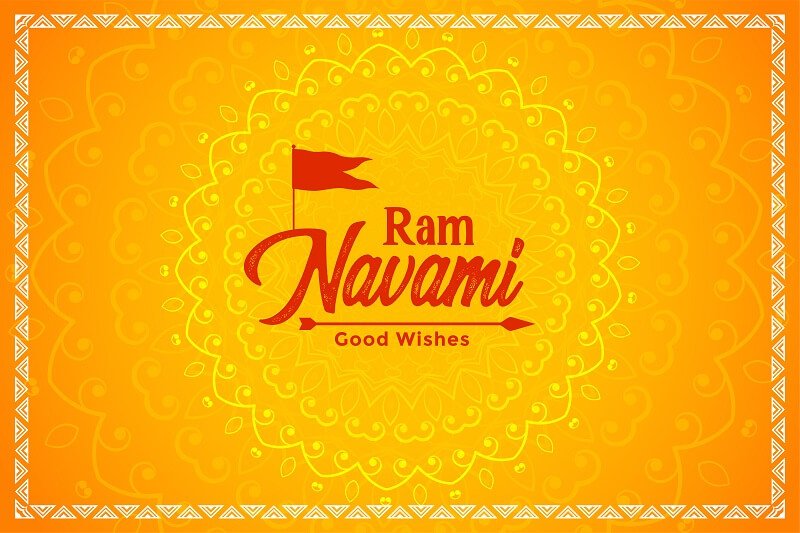 Happy ram navami yellow festival card