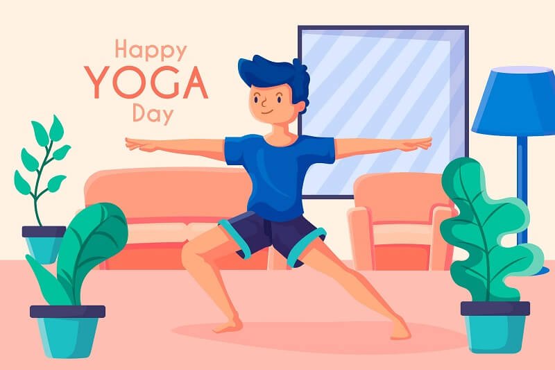 Happy yoga day sport indoors