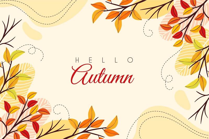 Hello autumn hand drawn background
