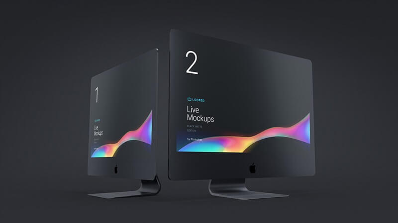 Huge Matte Black Apple Devices Mockup Bundle