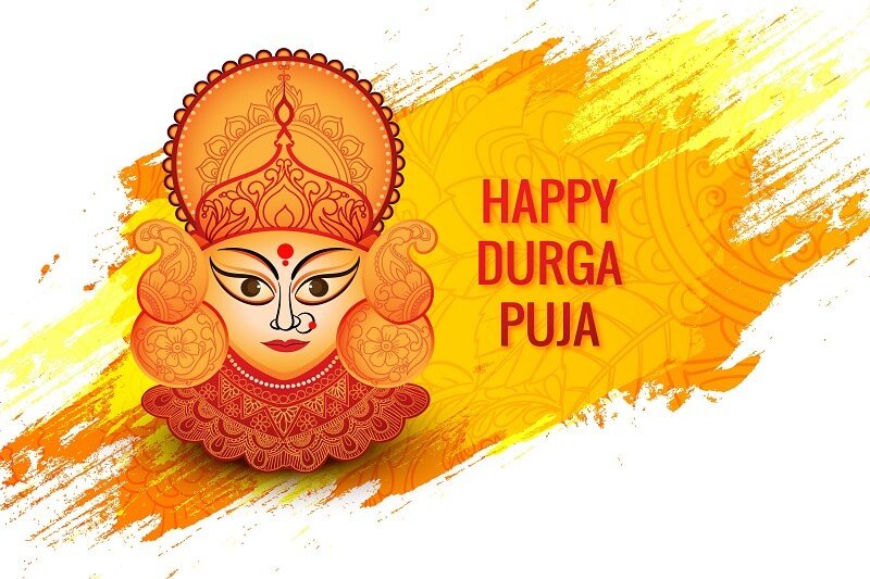 Indian religion festival durga puja face card background