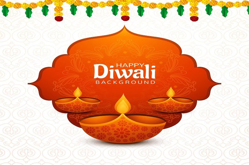Indian religious festival diwali background with lamps