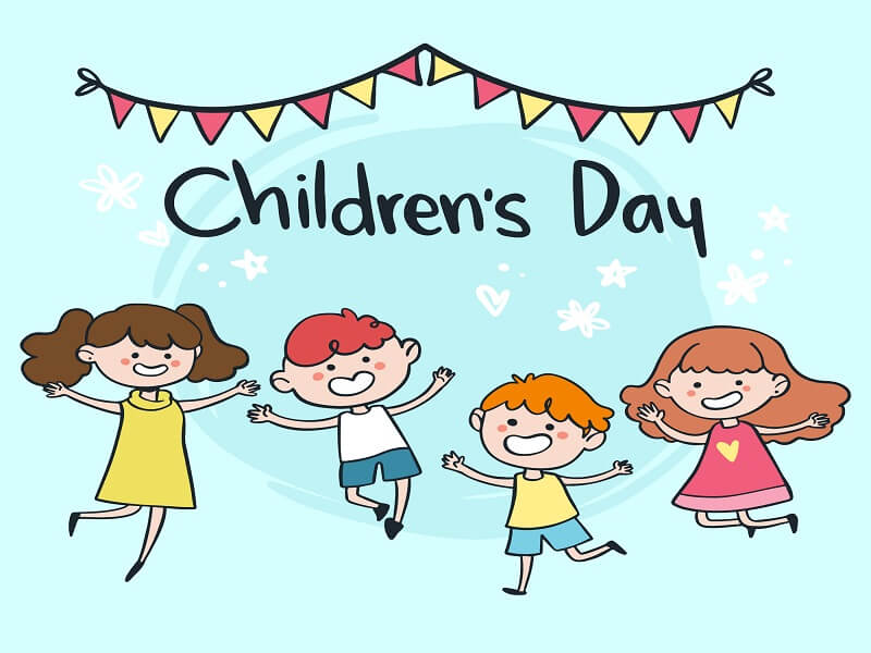 Jumping kids childrens day background