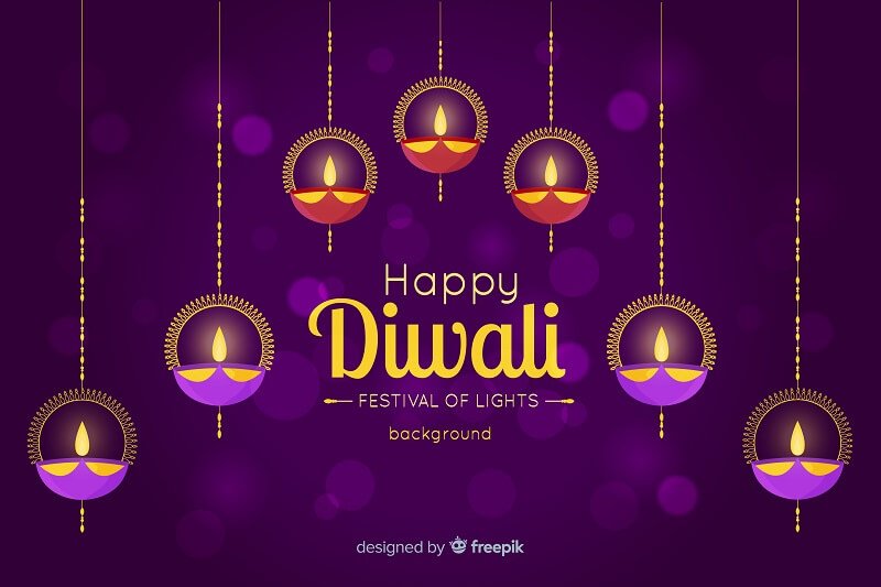 Lovely diwali background with flat design