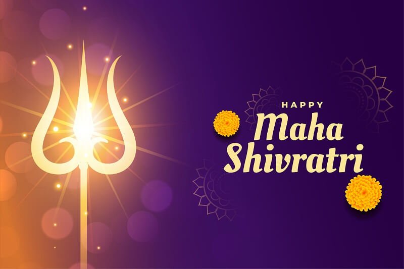 Maha shivratri background with glowing trishul