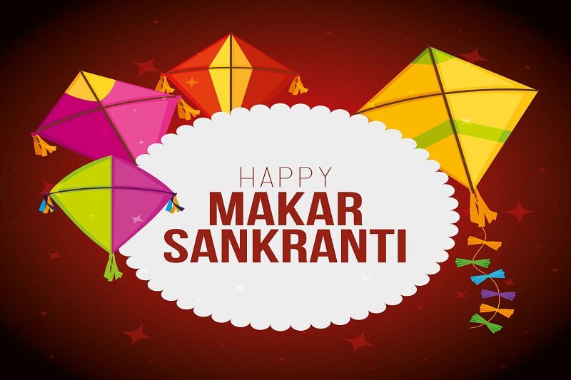 Makar sankranti greeting with kites