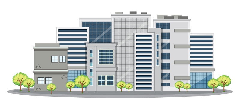 Many office buildings in city Free Vector