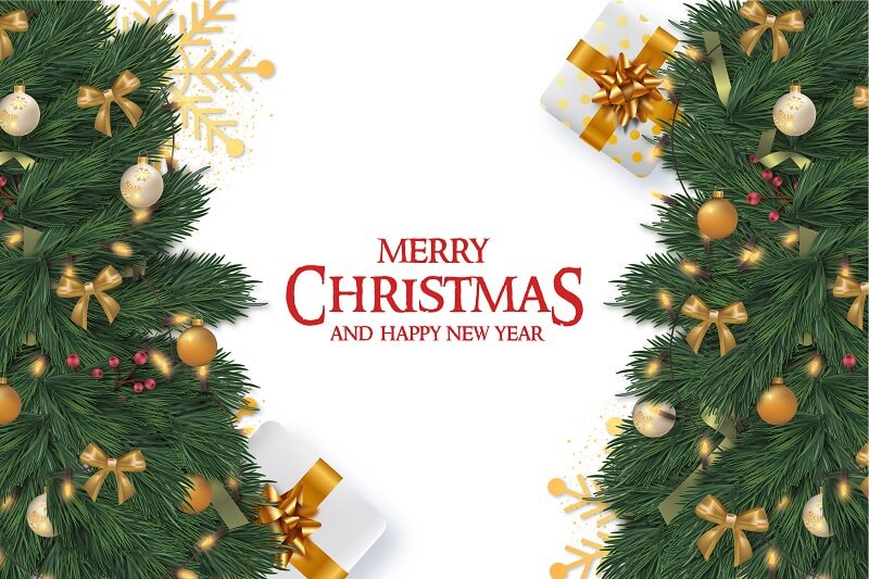 Merry-christmas-frame-card-with-realistic-christmas-elements-Free-Vector