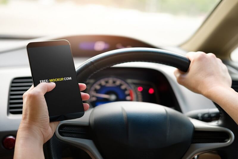 Mobile Screen in Car Mockup