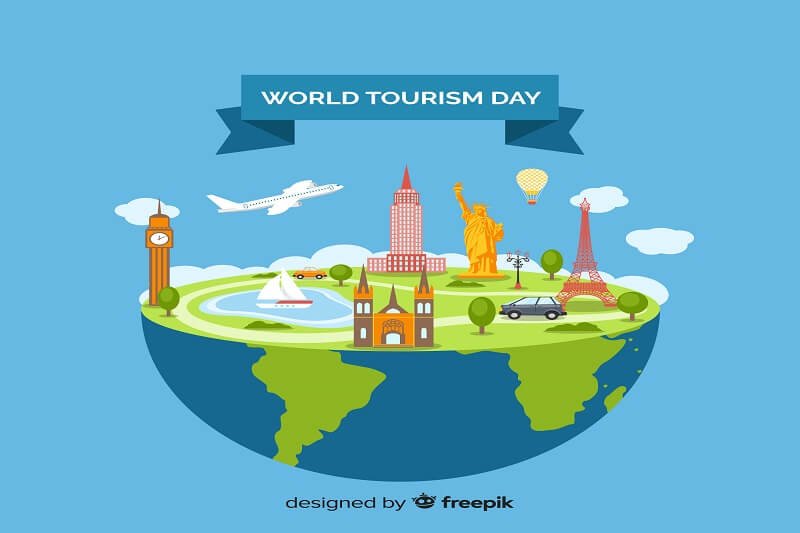 Modern world tourism day composition with flat design (2)