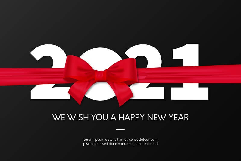 New-year-2021-background-with-red-ribbon-Free-Vector