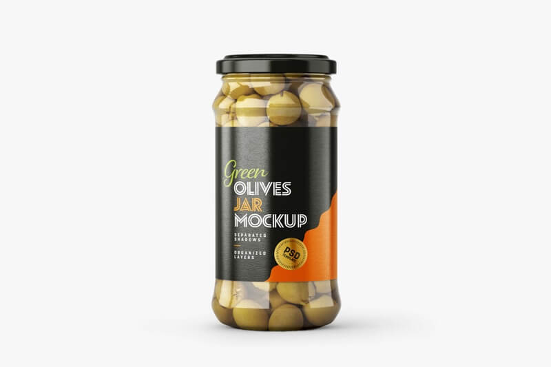 Olive Glass Jar Mockup