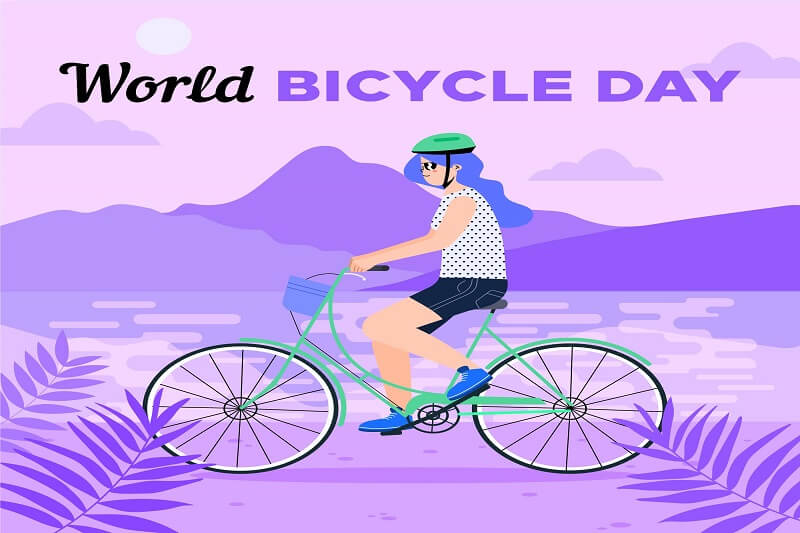 Organic flat world bicycle day illustration