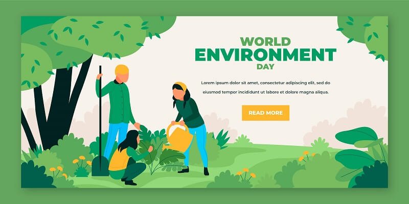 Organic flat world environment day banner template
