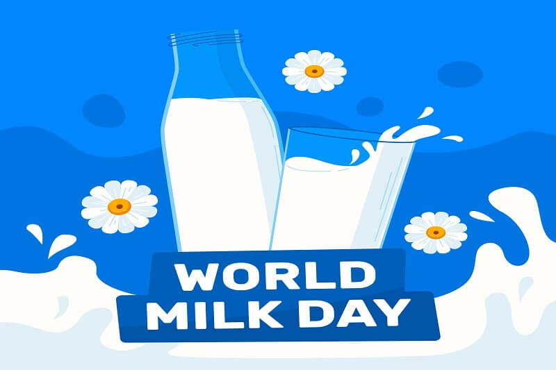Organic flat world milk day illustration