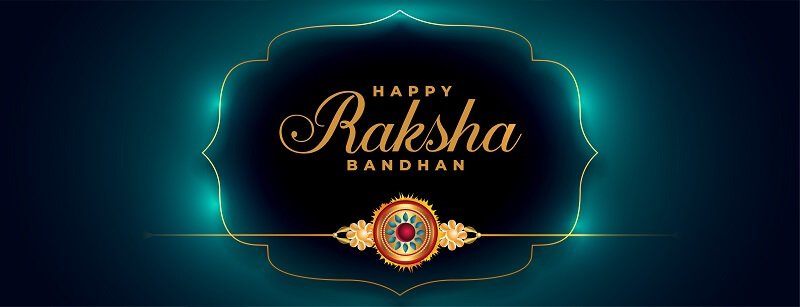 Raksha bandhan beautiful banner with golden rakhi