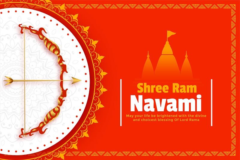 Ram navami festival background with bow and arrow