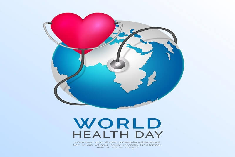 Realistic world health day illustration with planet and heart
