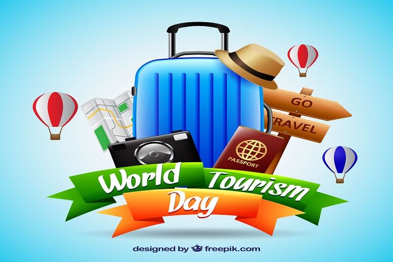 Realistic world tourism day composition