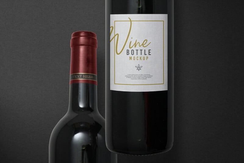 Red Wine Bottle with Label Mockup