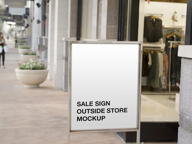 Sale Sign Outside Store Mockup