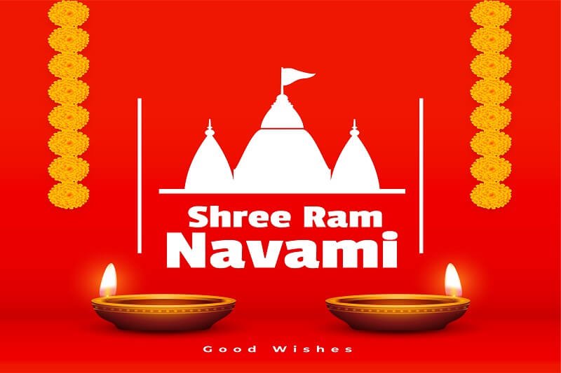 Shree ram navami hindu festival decorative greeting card