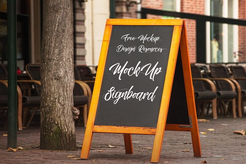 Signboard Free Mockup. Chalkboard Mockup