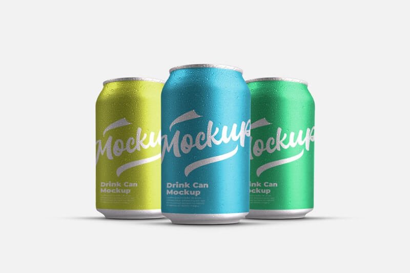 Soda Cans with Water Droplets Mockup