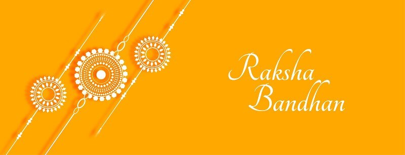 Stylish raksha bandhan yellow banner with rakhi