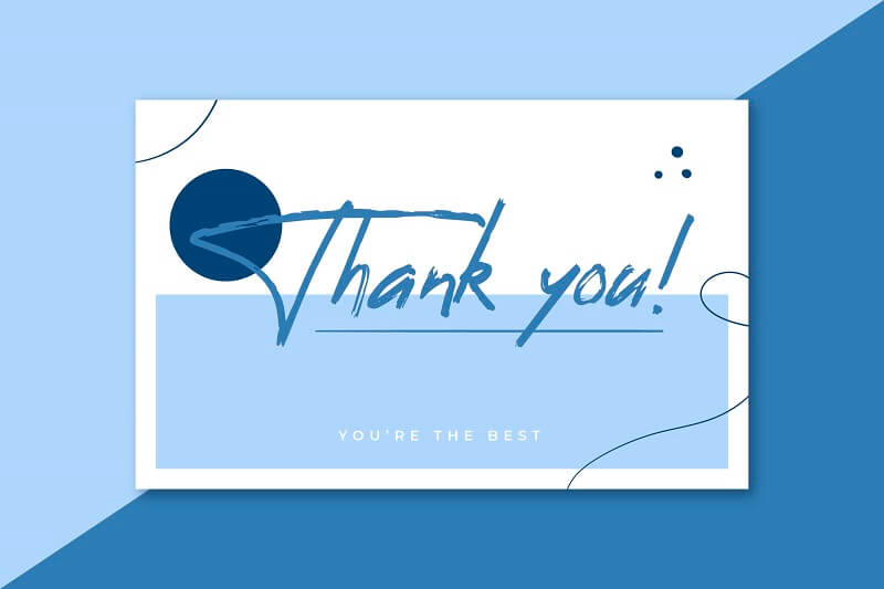 Thank you card in blue tones