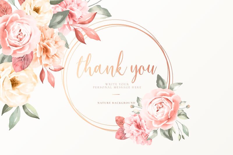 Thank you card with vintage flowers