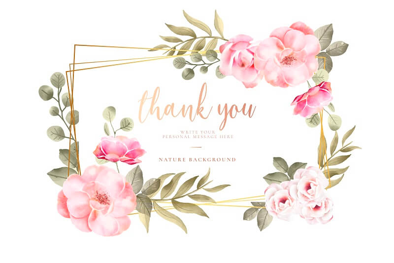 Thank you card with watercolor flowers