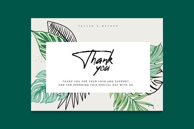 Thank you for coming wedding card template