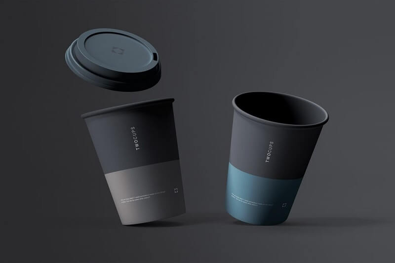 Two Disposable Coffee Cups Mockup