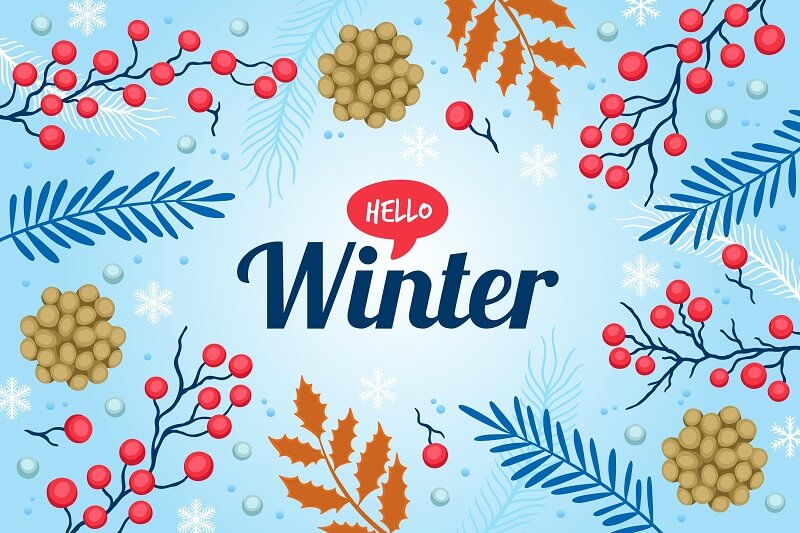 Winter background with hello winter greeting