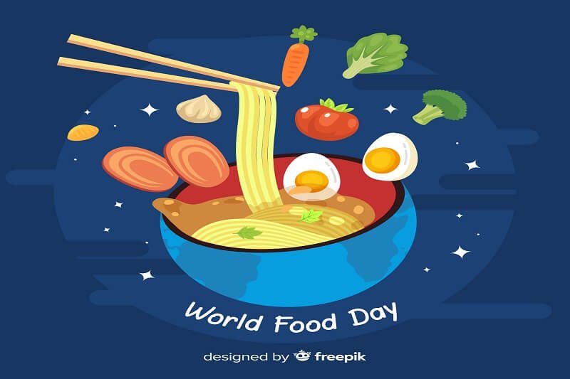 World food day background with bowl