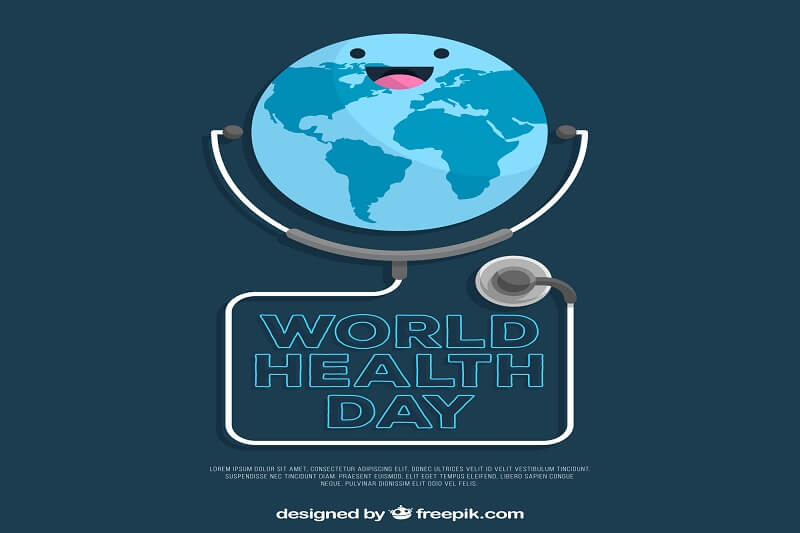 World health day background with stethoscope in flat style