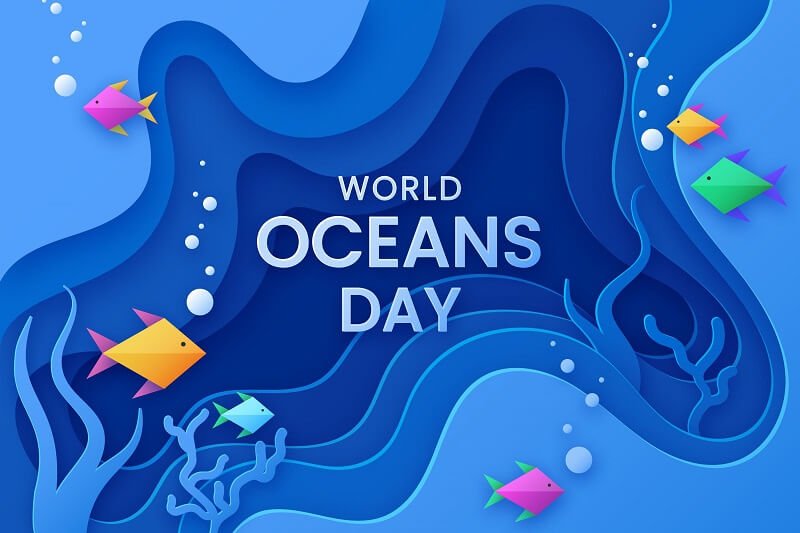 World oceans day concept in paper style