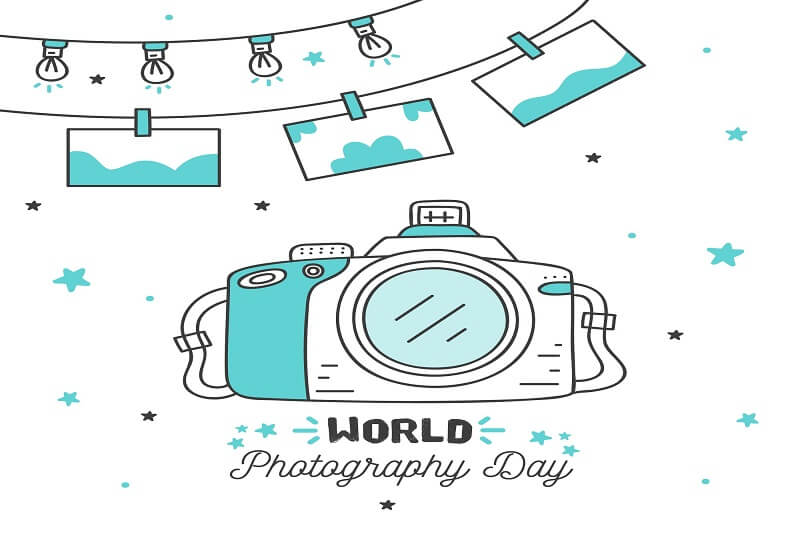 World photography day hand drawn style