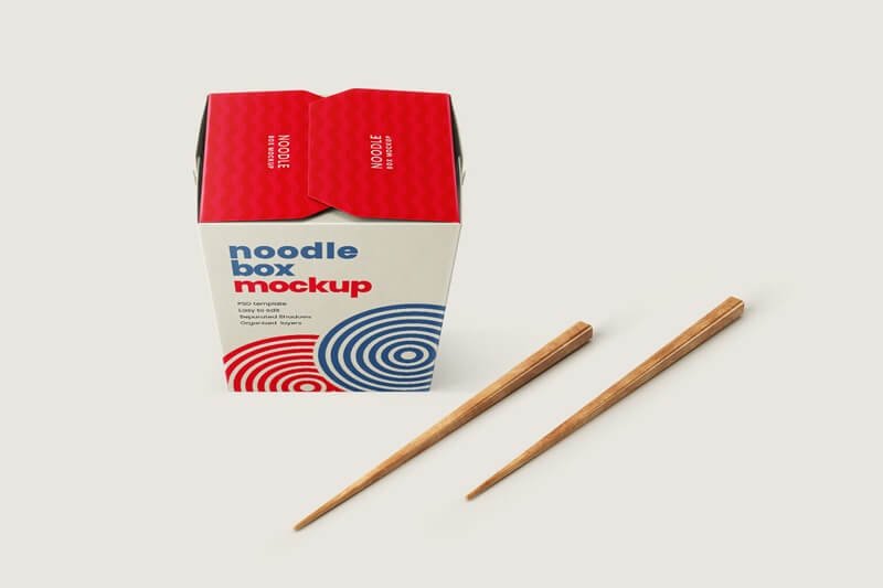 free noodle box mockup psd