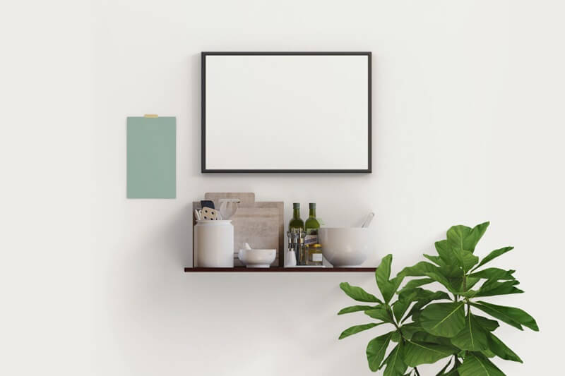 free picture frame kitchen mockup psd